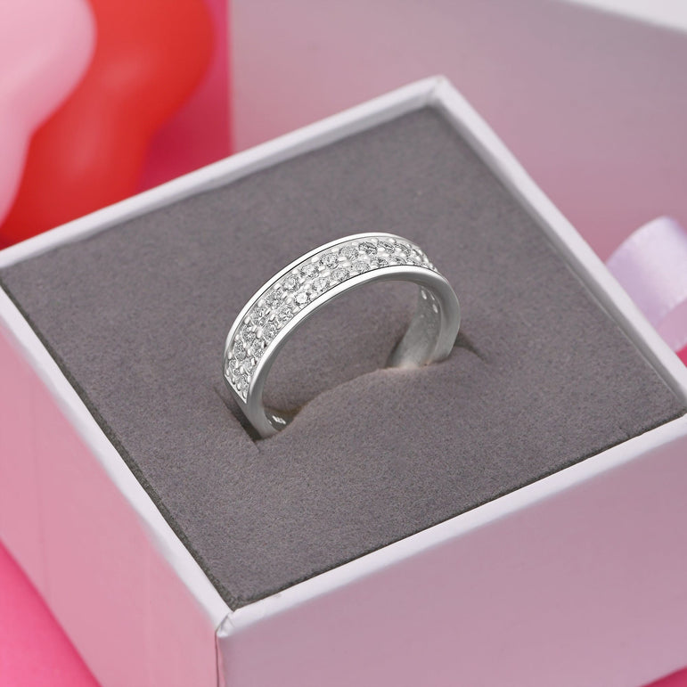 Double CZ Eternity Couple Engagement Rings for Him Promise Ring
