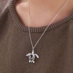 CZ Spiral Shell Turtle Sterling Silver Necklace Pendant Necklace