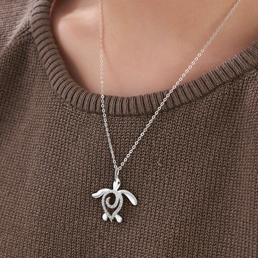 CZ Spiral Shell Turtle Sterling Silver Necklace Pendant Necklace
