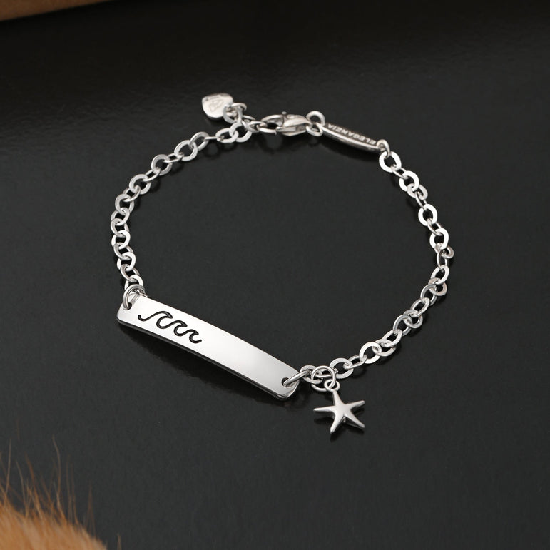 Summer Wave Sterling Silver Bracelet with Starfish Bracelet
