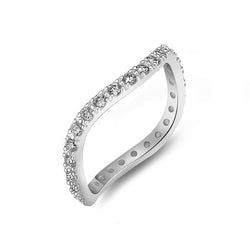 Sterling Silver Wave Rings, CZ Stackable Rings Stacking Ring