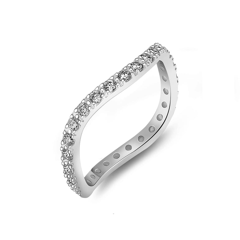 Sterling Silver Wave Rings, CZ Stackable Rings Stacking Ring