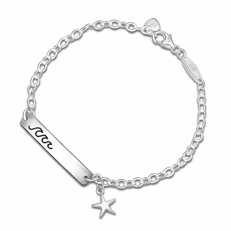 Summer Wave Sterling Silver Bracelet with Starfish
