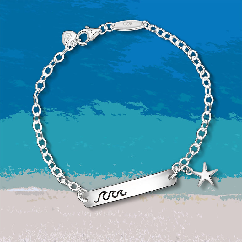 Summer Wave Sterling Silver Bracelet with Starfish Bracelet
