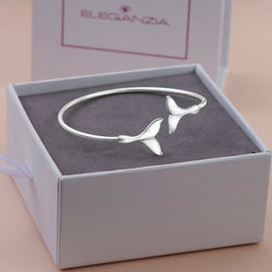 Whale Tail Silver Bangle Bracelet Adjustable Bangle