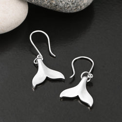 Whale Tail Dangling Earrings Sterling Silver Drop Earrings