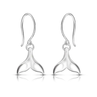 Whale Tail Dangling Earrings Sterling Silver Drop Earrings