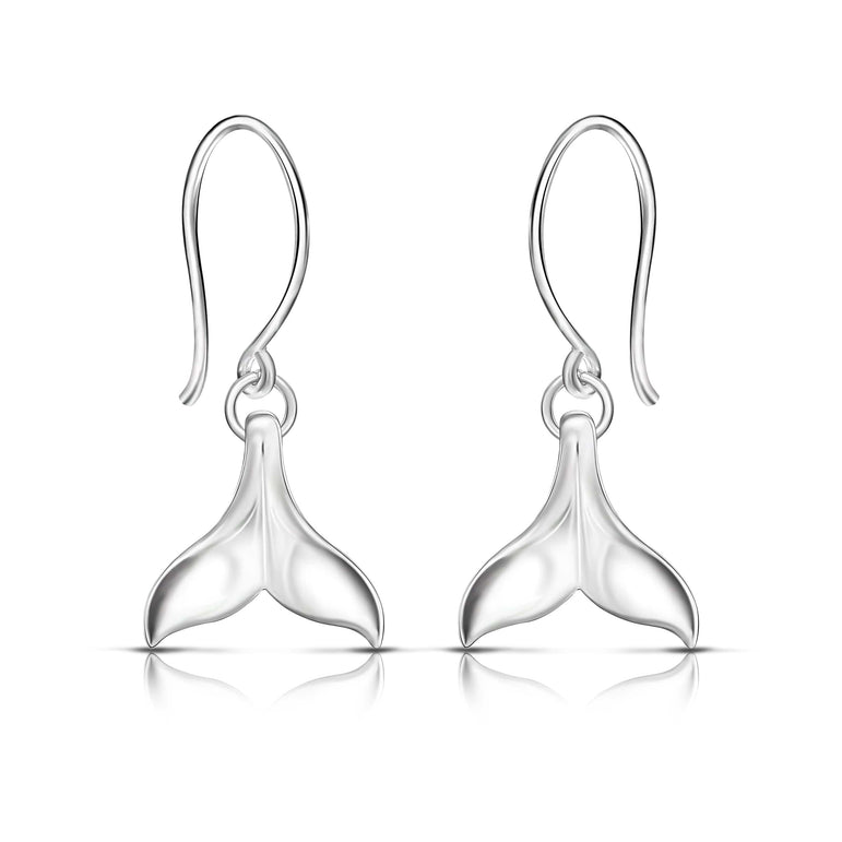 Whale Tail Dangling Earrings Sterling Silver Drop Earrings