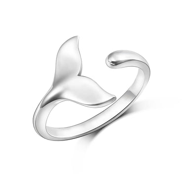 Whale Tail Adjustable Sterling Silver Ring Ring