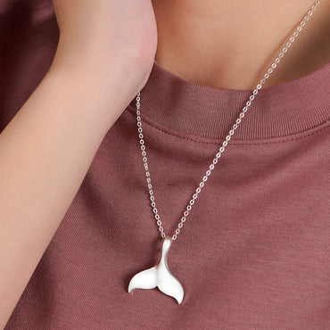 Whale Tail Necklace Sterling Silver Chain Pendant Necklace