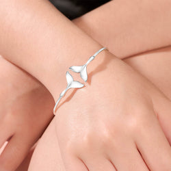 Whale Tail Silver Bangle Bracelet Adjustable Bangle