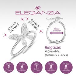 Dazzling CZ Butterfly Sterling Silver Ring Adjustable Ring