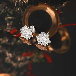 CZ Winter Star Snowflake Earrings Silver Stud Earrings Stud Earrings