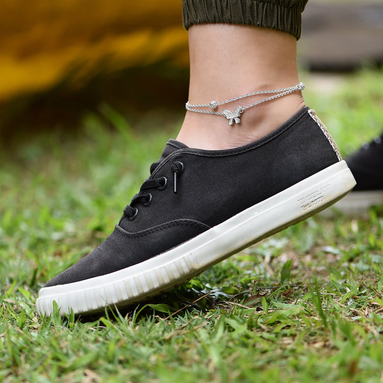 CZ Butterfly Ankle Bracelet Sterling Silver Anklet