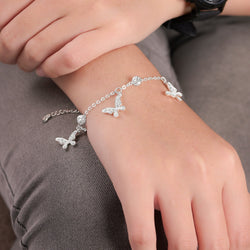 Dazzling CZ Butterfly Bracelet Sterling Silver Bracelet