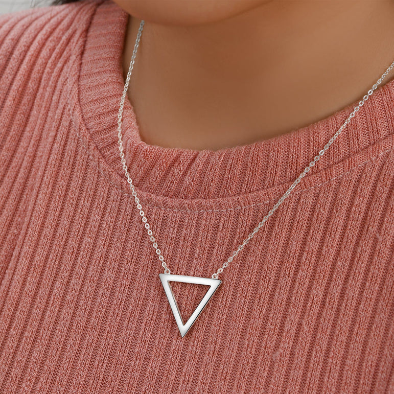 Geometric Triangle Sterling Silver Necklace Pendant Pendant Necklace