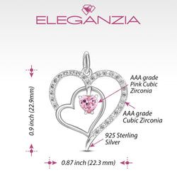 Triple Heart Pendant Sterling Silver with Pink CZ