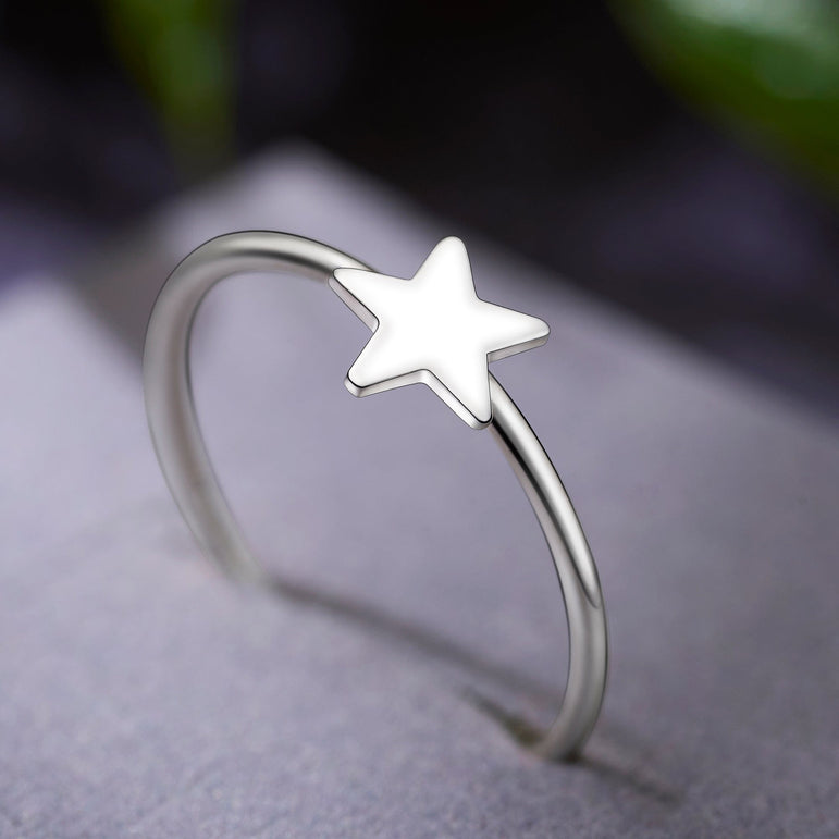 Mini Wishing Star Ring Sterling Silver US8 / Rhodium Plated
