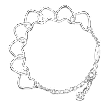 Interlocking BFF Heart Friendship Bracelet Sterling Silver Bracelet