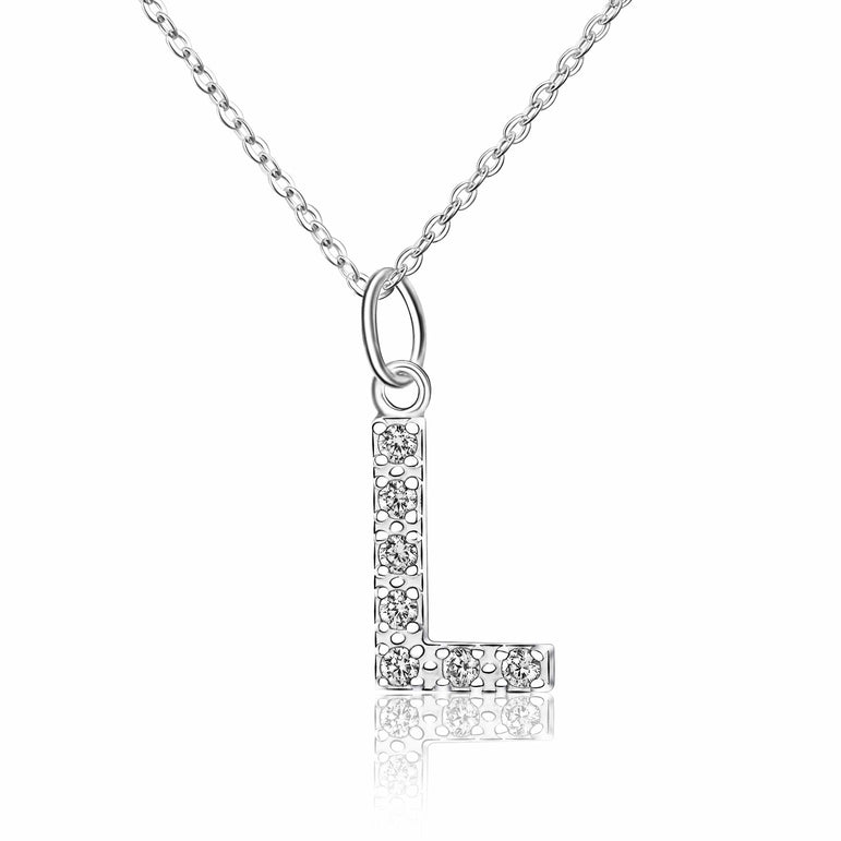 CZ Initial Necklaces Sterling Silver, 16"-18" Pendant Necklace