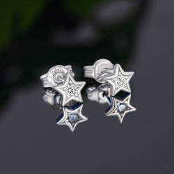 CZ Star Stud Earrings Sterling Silver Stud Earrings