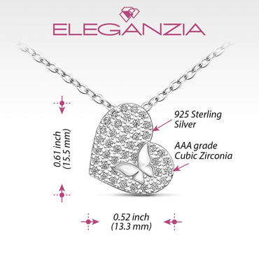 Dainty Butterfly Heart Necklace Sterling Silver Necklaces
