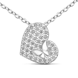 Dainty Butterfly Heart Necklace Sterling Silver Necklaces
