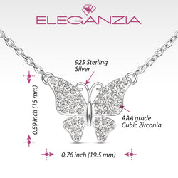Bedazzled CZ Regal Butterfly Necklace Sterling Silver