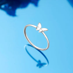 Mini Butterfly Ring Sterling Silver Stacking Ring
