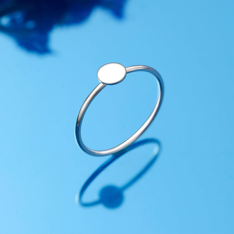 Minimalist Round Circle Ring Sterling Silver Stacking Ring