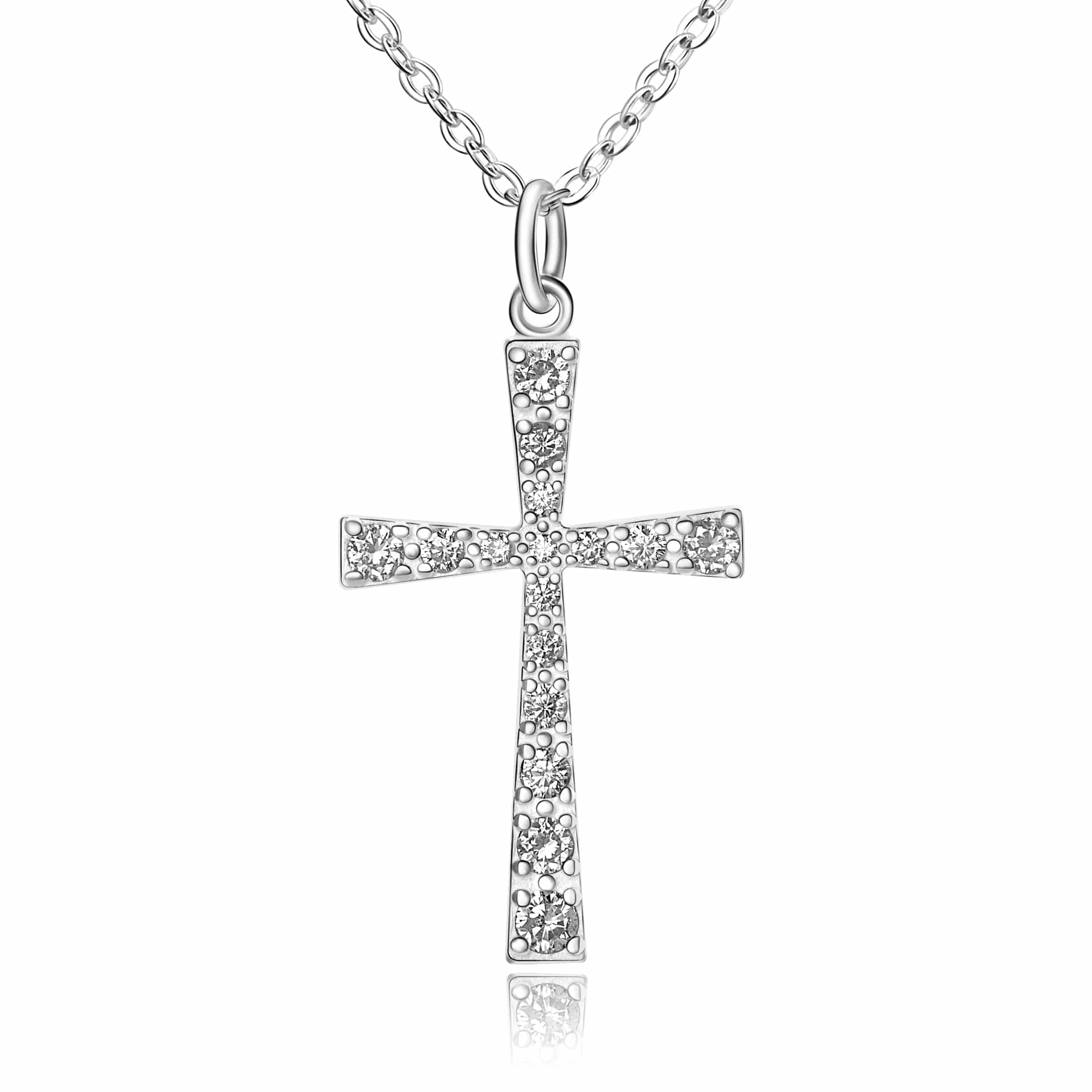 CZ Cross Necklaces For Girls Sterling Silver Pendant Necklace