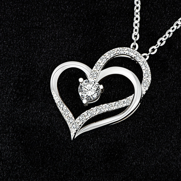 Eternity Silver Double Heart Necklace Pendant Necklace