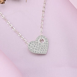 CZ Cut Out Heart Necklace Sterling Silver Pendant Necklace