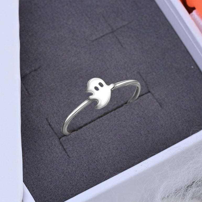 Ghost Ring My Boo Cute Ghost Ring Sterling Silver - Eleganzia Jewelry