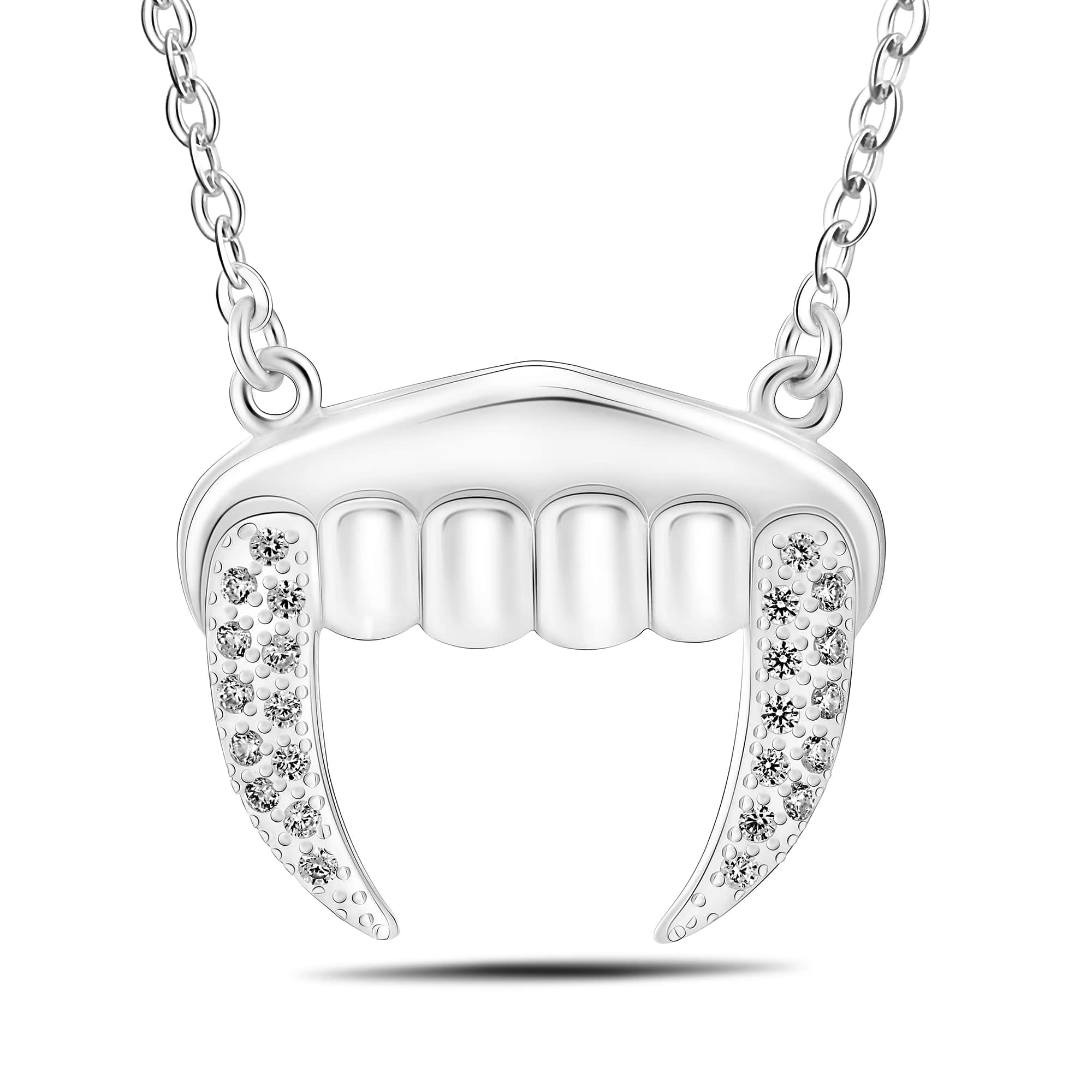 Gothic Vampire Fangs Necklace Sterling Silver