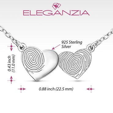 Double Heart Fingerprint Necklace Sterling Silver