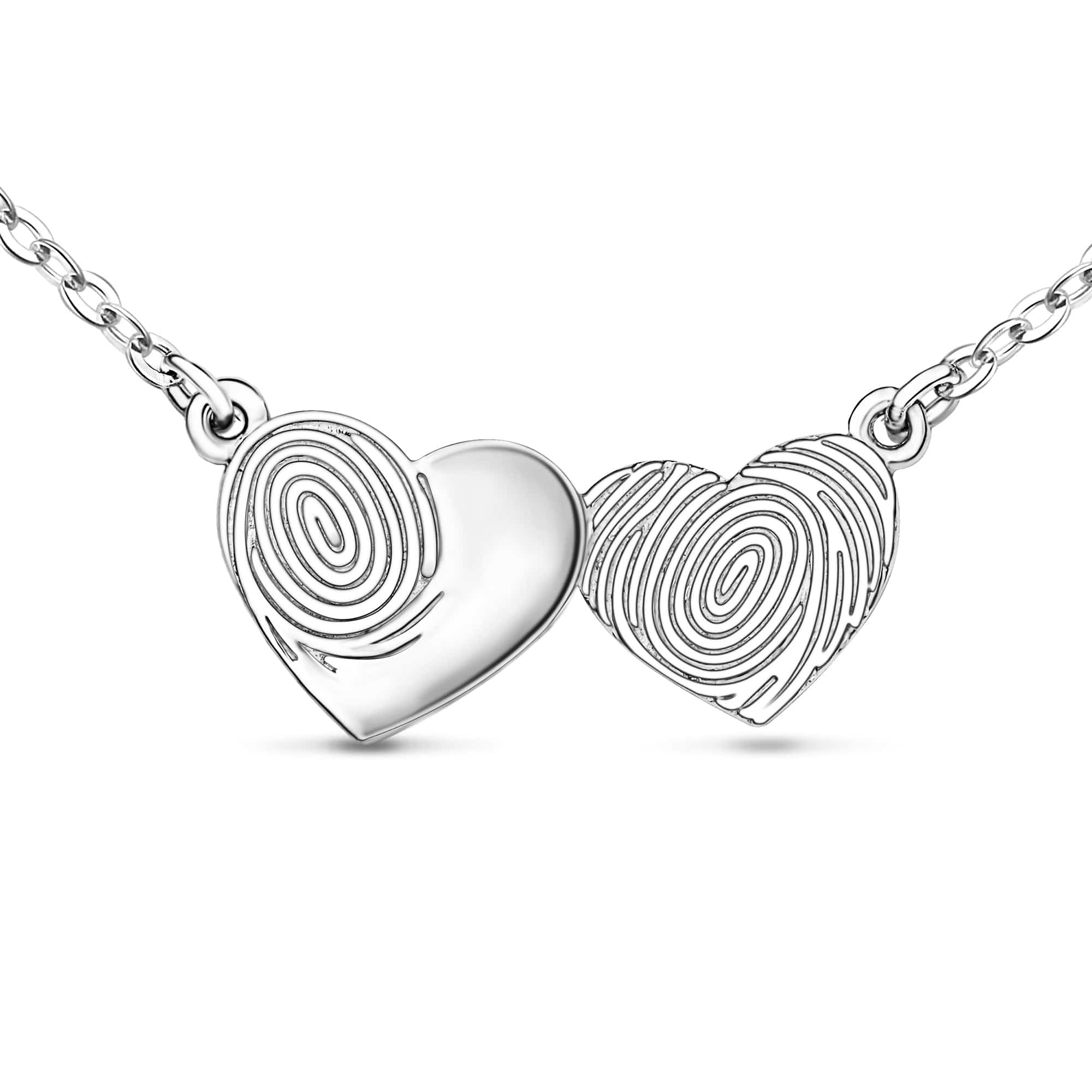 Double Heart Fingerprint Necklace Sterling Silver