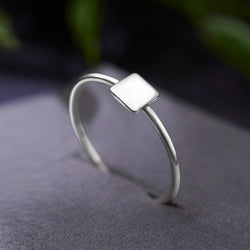 Simple Square Ring Band Sterling Silver Stacking Ring