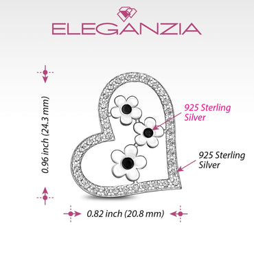 CZ Open Heart Flower Pendant Sterling Silver Pendant