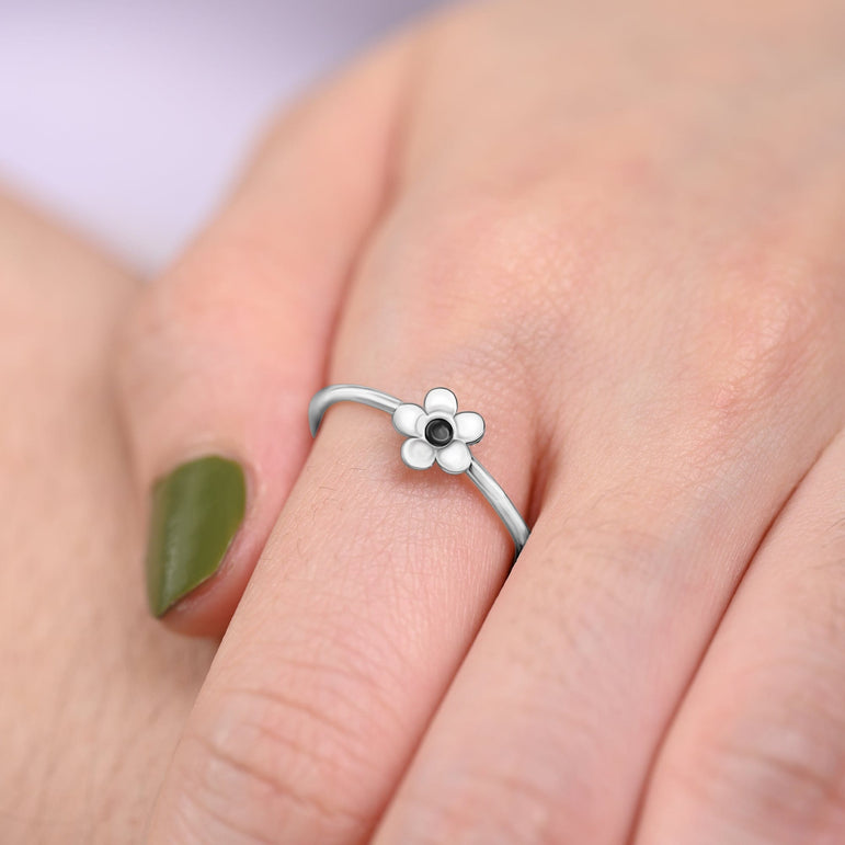 Dainty Flower Stackable Ring Sterling Silver Stacking Ring