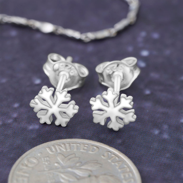 Petite Snowflake Earrings Studs Sterling Silver Stud Earrings