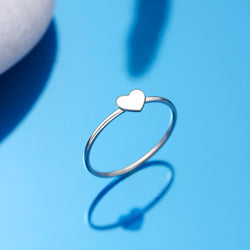 Minimalist Cute Heart Ring Sterling Silver Stacking Ring