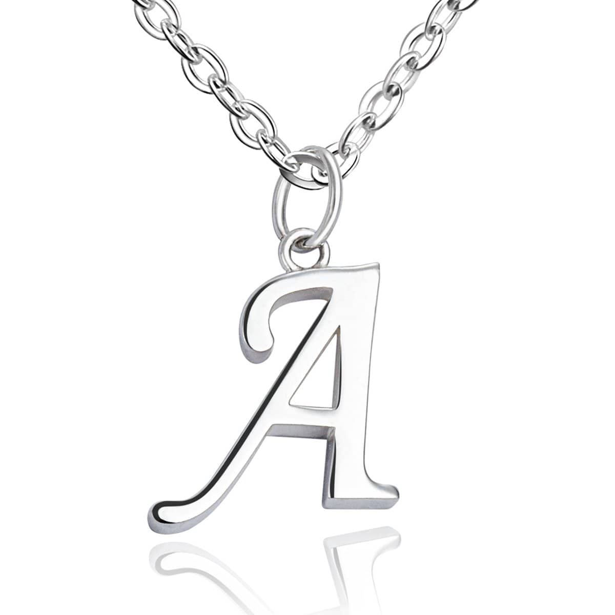 Simple Initial Necklaces Sterling Silver, 16