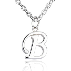 Simple Initial Necklaces Sterling Silver, 16"-18" Pendant Necklace B / High Polished