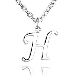 Simple Initial Necklaces Sterling Silver, 16"-18" Pendant Necklace H / High Polished