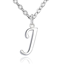 Simple Initial Necklaces Sterling Silver, 16"-18" Pendant Necklace J / High Polished