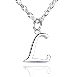 Simple Initial Necklaces Sterling Silver, 16"-18" Pendant Necklace L / High Polished