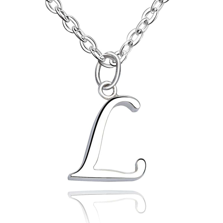 Simple Initial Necklaces Sterling Silver, 16"-18" Pendant Necklace L / High Polished