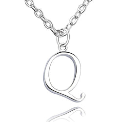 Simple Initial Necklaces Sterling Silver, 16"-18" Pendant Necklace Q / High Polished