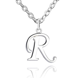 Simple Initial Necklaces Sterling Silver, 16"-18" Pendant Necklace R / High Polished
